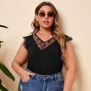 ⚡2/$20⚡1XL Plus Lace Insert Blouse - SHEIN
